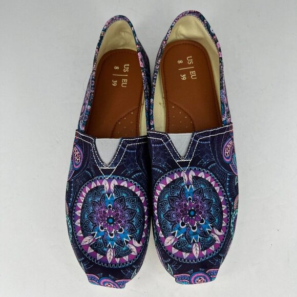 Womens Multicolor Paisley Loafer Shoes Slip On Low Top Round Toe Flats Size 8 - Picture 4 of 9